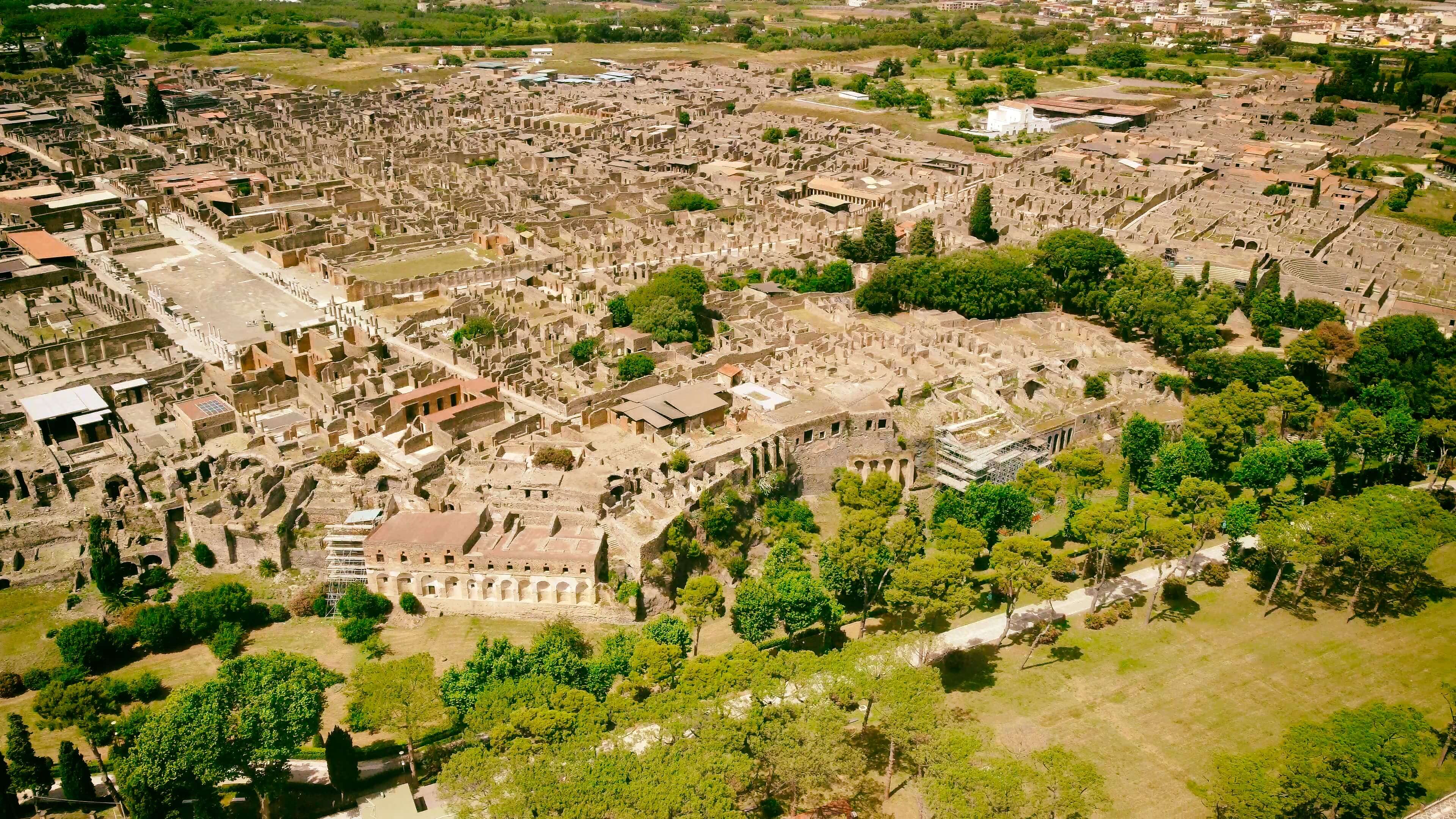 Aerial view of old city from a drone viewpoint in summer season.Italy